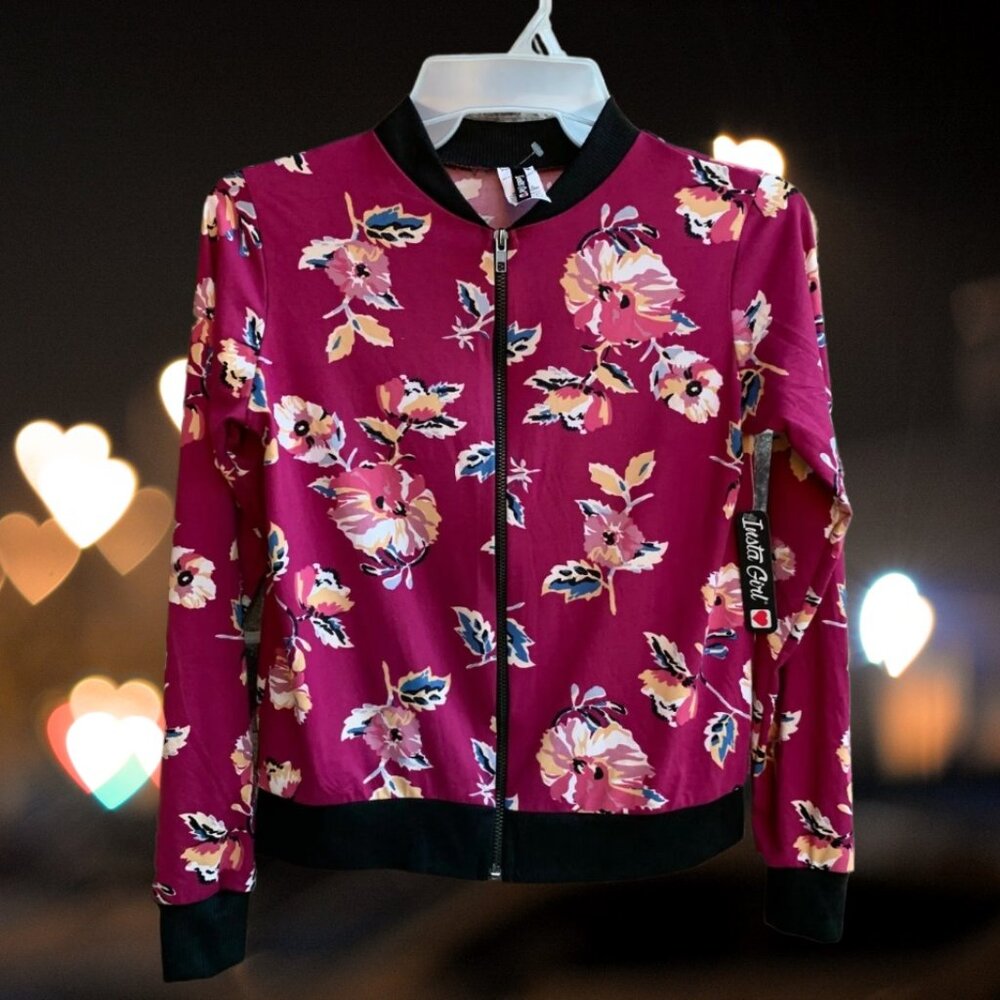 Insta Girl Full Zip Top Jacket Raspberry